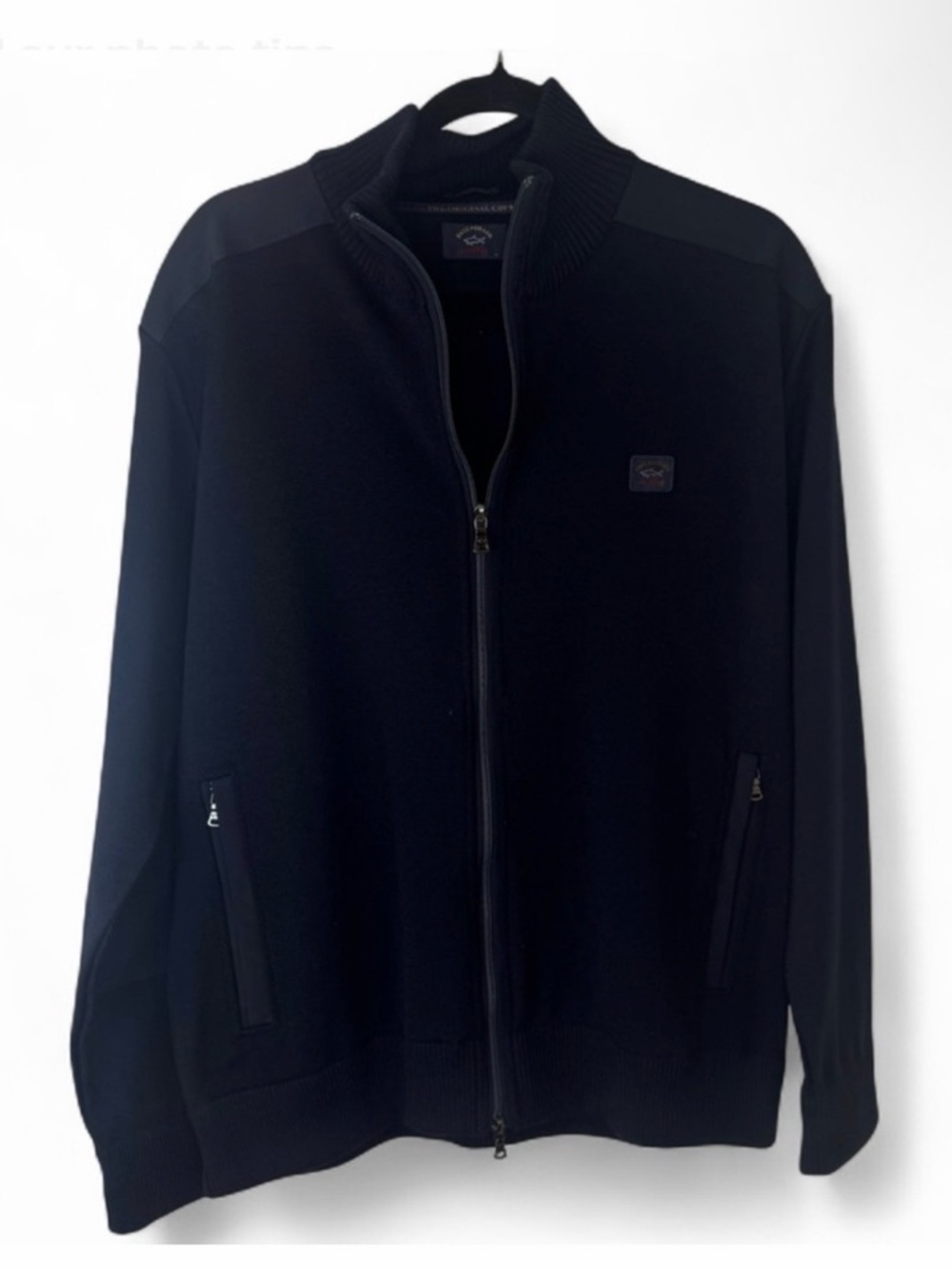 Paul & Shark Navy Full Zip-Up Wool Blend Sweater